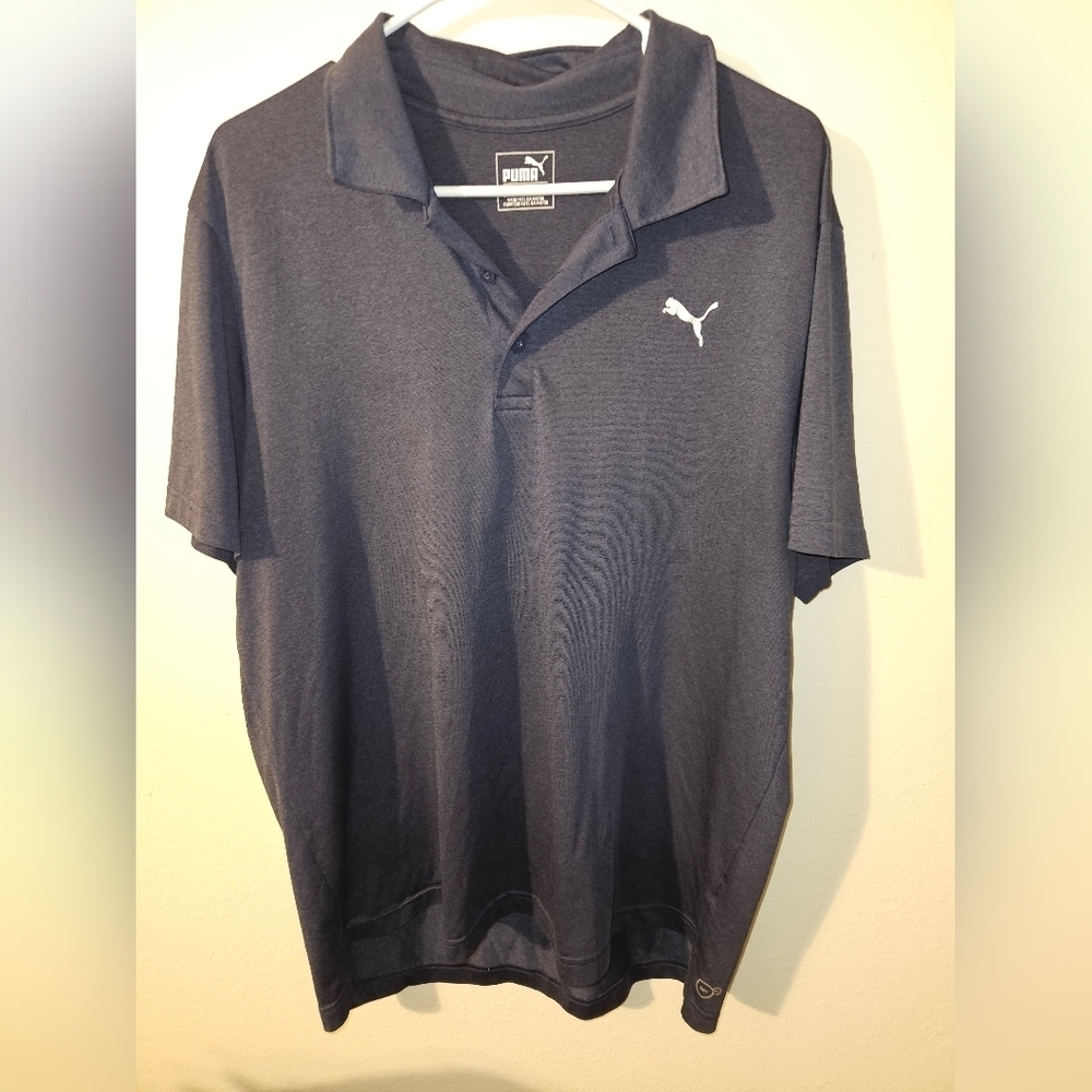 Puma Mens Blue Polo Short Sleeve Shirt Size L